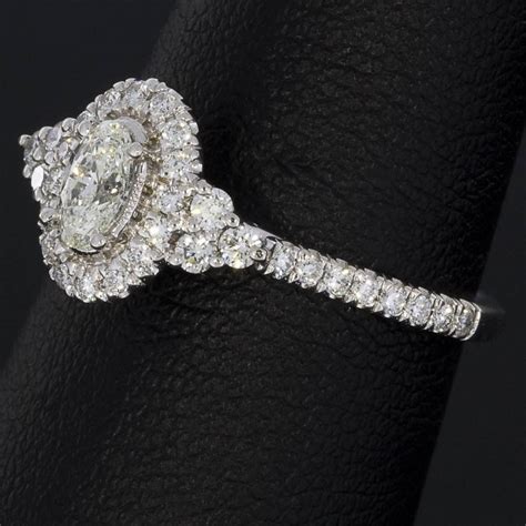 Gabriel And Co White Gold Oval Diamond Halo Engagement Ring At 1stdibs