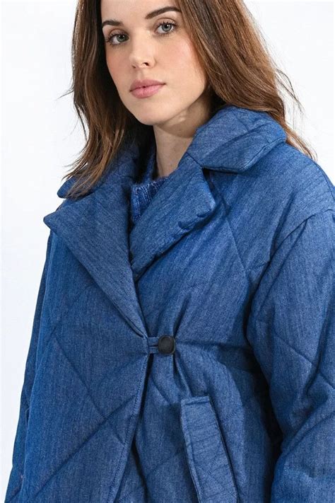 Women Molly Bracken Sweaters Jackets Quilted Denim Jacket