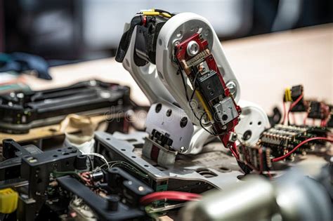 Close Up Of Robot Arm With Tools And Parts Visible Stock Photo Image