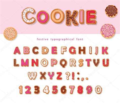 Cookie Fuente Decorativa Dibujada A Mano Caricatura Dulce Abc Letras Y