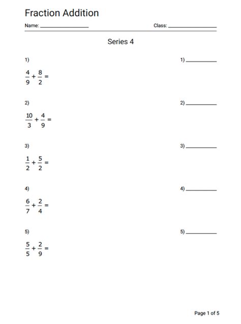 Math Fraction Addition Practice Worksheet Series 4 Geek Slop Online