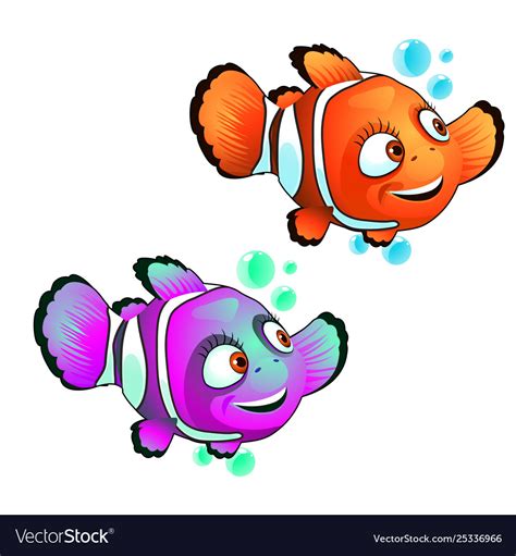 Set cute smiling clown fish isolated on white Vector Image