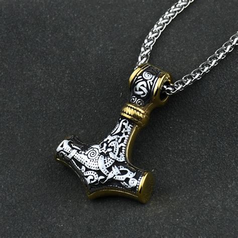 Amuleto Escandinavo De Runa Odin Para Hombre Martillo De Mjolnir De