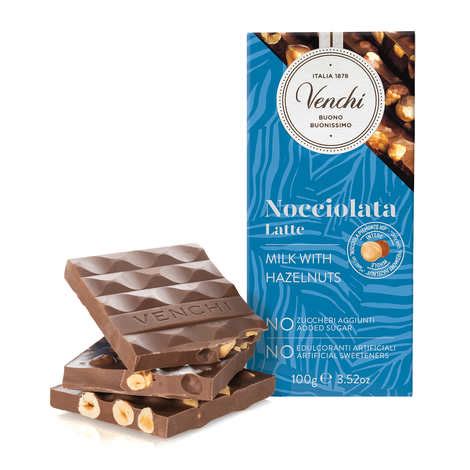 Tablette chocolat au lait noisettes du Piémont Nocciolata Venchi sans