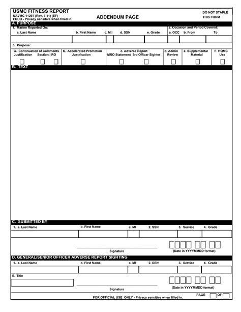 Usmc Fitrep Addendum Page Fillable PDF Form FormsPal