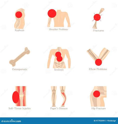 Bursitis Icons Set Vector Illustration Cartoondealer