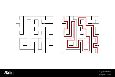 Labyrinth maze. Simple puzzle with solution. Vector illustration Stock Vector Image & Art - Alamy