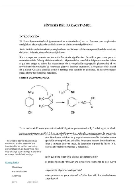 Pdf Practica Sintesis Del Paracetamol Compress S Ntesis Del