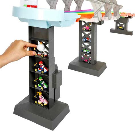 Hot Wheels Mario Kart Rainbow Road King Boo Raceway Race Track Set Town Green