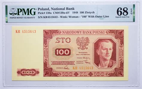 Polska 100 złotych 1948 ser KR PMG 68 EPQ 12951326053 oficjalne