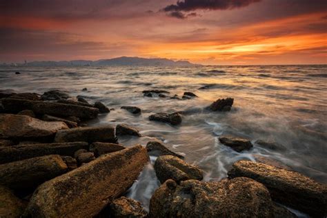 Premium Photo | Beautiful dramatic sunset at pantai robinateluk air ...