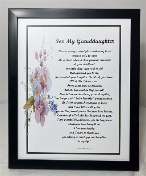 Framed Granddaughter Poem, Gift for Granddaughter's Birthday ...