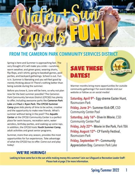 Springsummer Mailer Cameron Park Community Services District