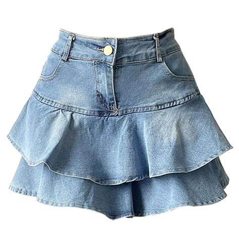 Y2K Denim Ruffled Skirt Clothes 2000s Clothes Aesthetic Clothes