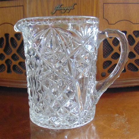 Vintage Lead Crystal Moulded Glass Patterned Milk Jug Etsy Crystal Glassware Lead Crystal