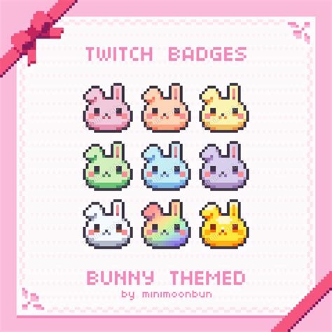 Bunny Face Badges Cute Pixel Art Twitch Subbit Badges Minimoonbun