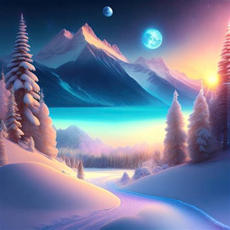 Premium Ai Image Beautiful Magical Winter Wonderland Landscape