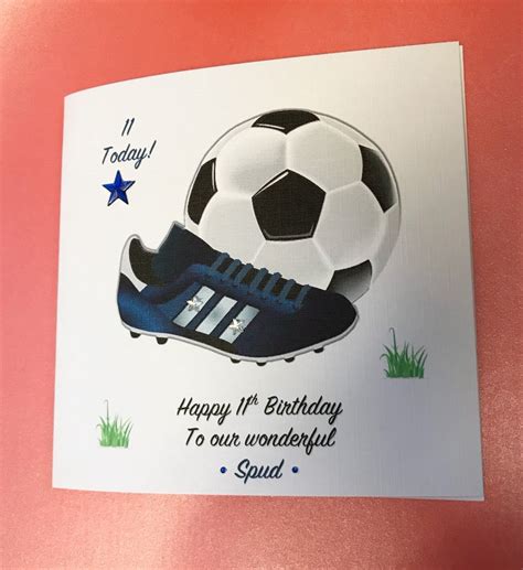 Football Happy Birthday Card Handmade And Personalised With Etsy