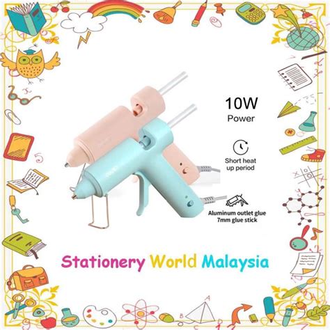SWM Deli Hot Melt Glue Gun 10W Multi Purpose Clean Cut Pink Blue Colour Pistol Gam Cair Panas