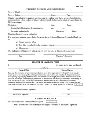 Fillable Online Hmms Ccs K Nc Physicians School Medication Form