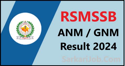 Rajasthan ANM GNM Result 2024 Sarkari Jobs