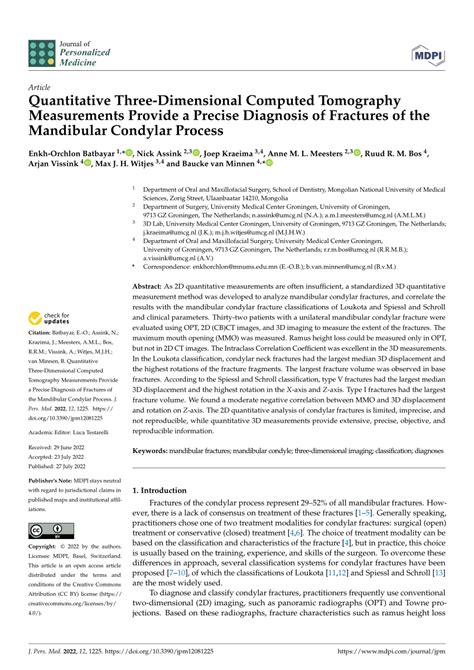 Pdf Quantitative Three Dimensional Computed Tomography Measurements Provide A Precise