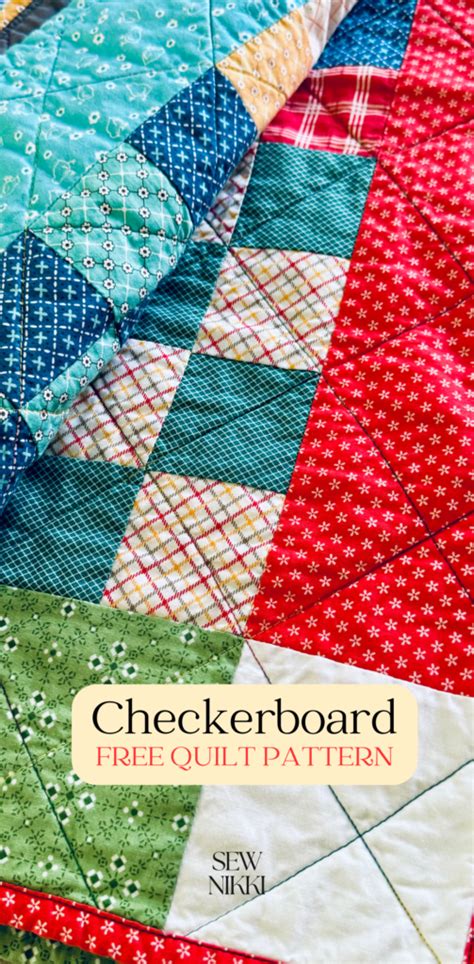 Finished Checkerboard Quilt Free Quilt Pattern Sew Nikki