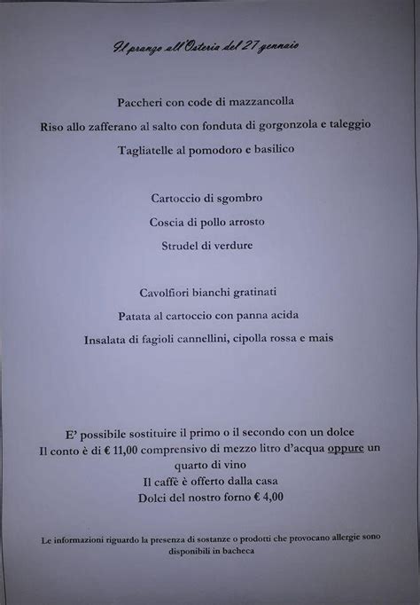 Carta Del Restaurante Osteria Alta Cuggiono Piazza Castelletto