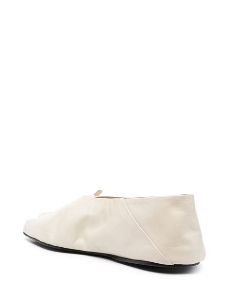 Jil Sander Knotted Leather Ballerina Shoes In Nude ModeSens