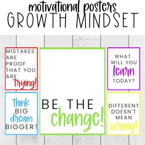 Classroom Decor Growth Mindset Motivational Posters Rainbow Theme