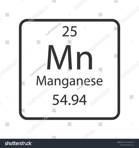 Manganese Symbol Chemical Element Periodic Table Stock Vector Royalty