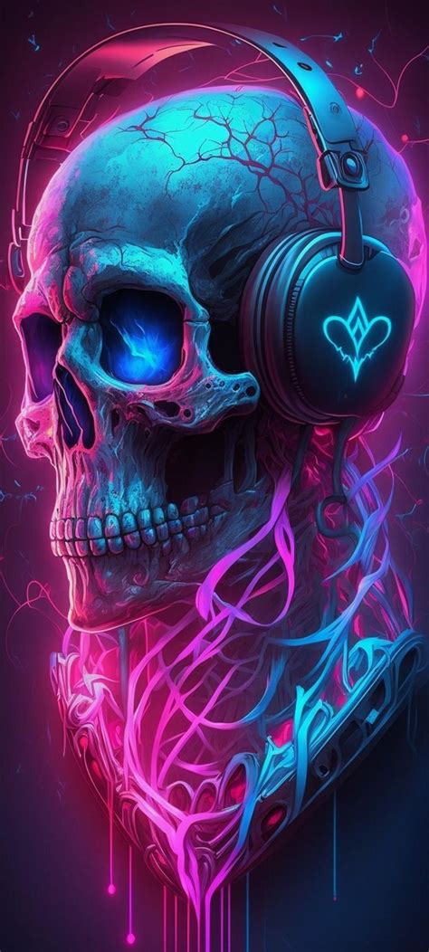 Skull Wallpaper with Neon Colors