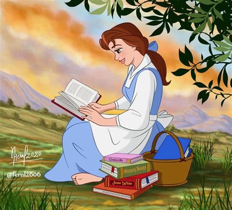 Belle reading fairy tales by Disneywo on DeviantArt