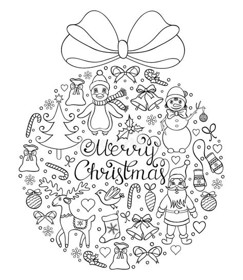 Christmas Balls Coloring Raster For Adults Stock Illustration