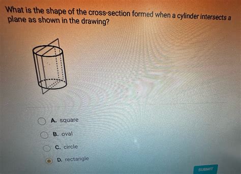 Solved: What is the shape of the cross-section formed when a cylinder ...