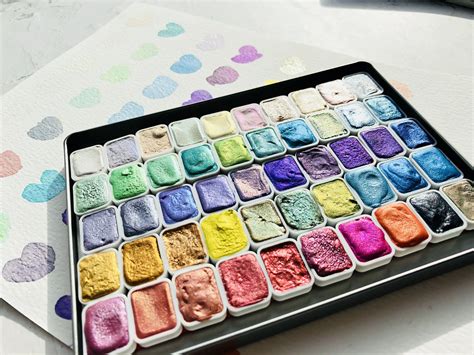 Csy Germany 50 Colors Metallic Watercolor Paint Set Solid Pearlescent