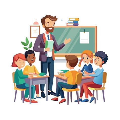 Premium Vector | A Teacher Teaching in the classroom vector illustration