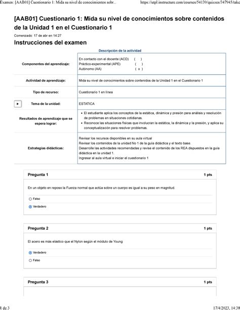 Examen [aab01] Cuestionario 1 Mida Su Nivel De Conocimientos Sobre Contenidos De La Unidad 1 En