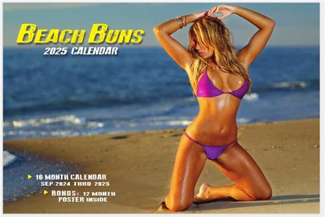 Amazon 2025 Beach Buns Deluxe Wall Calendar Bikini Girls Poster Beach Bound Theme