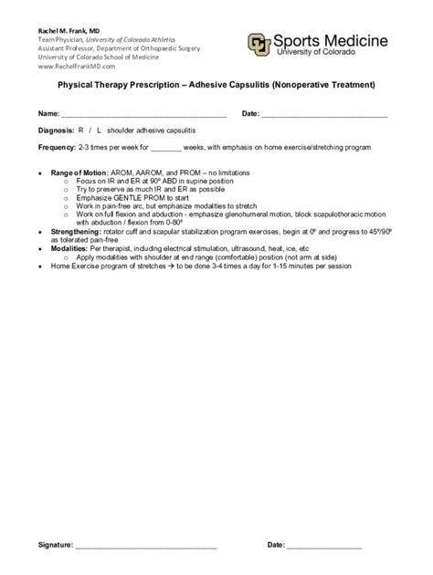 Fillable Online Rmf Pt Protocol Shoulder Nonoperative Adhesive