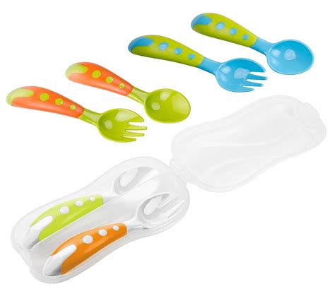 Toddler Utensils Baby Fork And Spoon Set Bonus Travel Case Travel