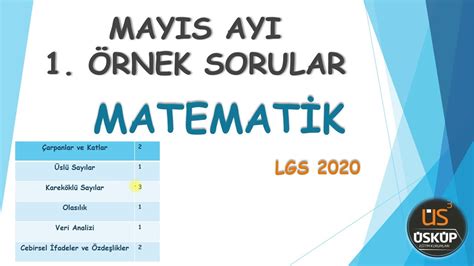 Mayıs Ayı 1 Örnek Sorular Matematik Lgs 2020 Youtube