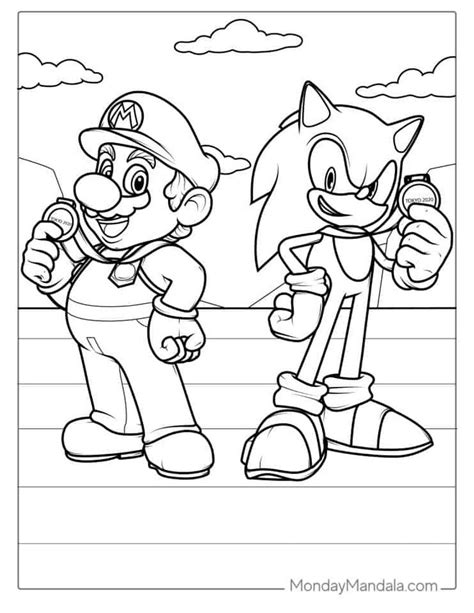 Super Sonic And Mario Coloring Page Mario Coloring Pages Avengers Coloring Pages Halloween