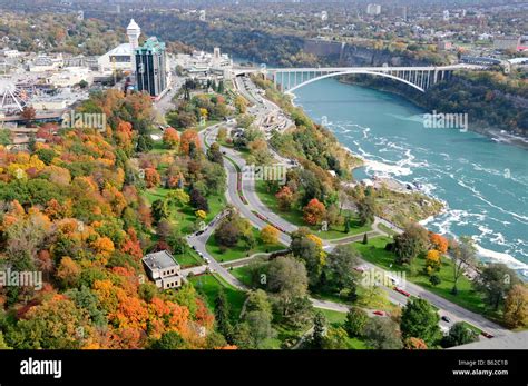 Fall Aerial View Of Niagara River And Niagara Ontario Canada From The