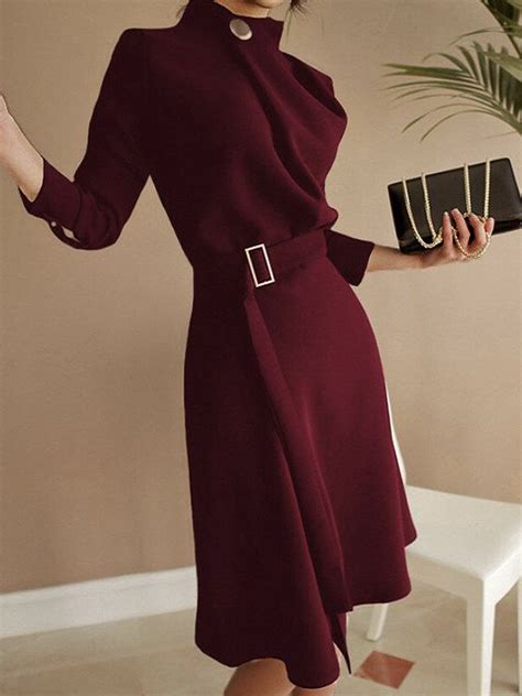 Stylewe Long Sleeve Regular Fit Elegant Midi Dress Stylewe