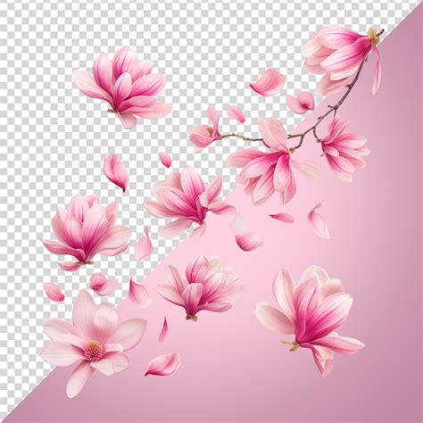 Premium Psd Spring Season Pink Magnolia Flowers Png