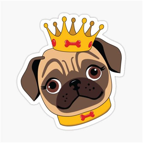 Pug King Cute Dog Puppy Royalty Sticker By Printpress Redbubble