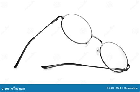 Round Glasses with Black Frame Isolated on White Stock Photo - Image of ...