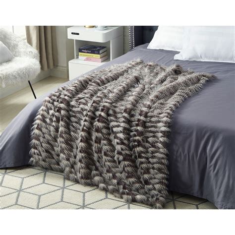 Dark Grey Faux Fur Throw Reverse Micromink Soft Blanket 50"x60 ...