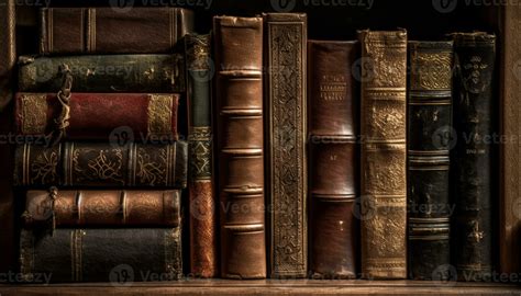 Old Library Collection Antique Books In A Row Wisdom On Paper